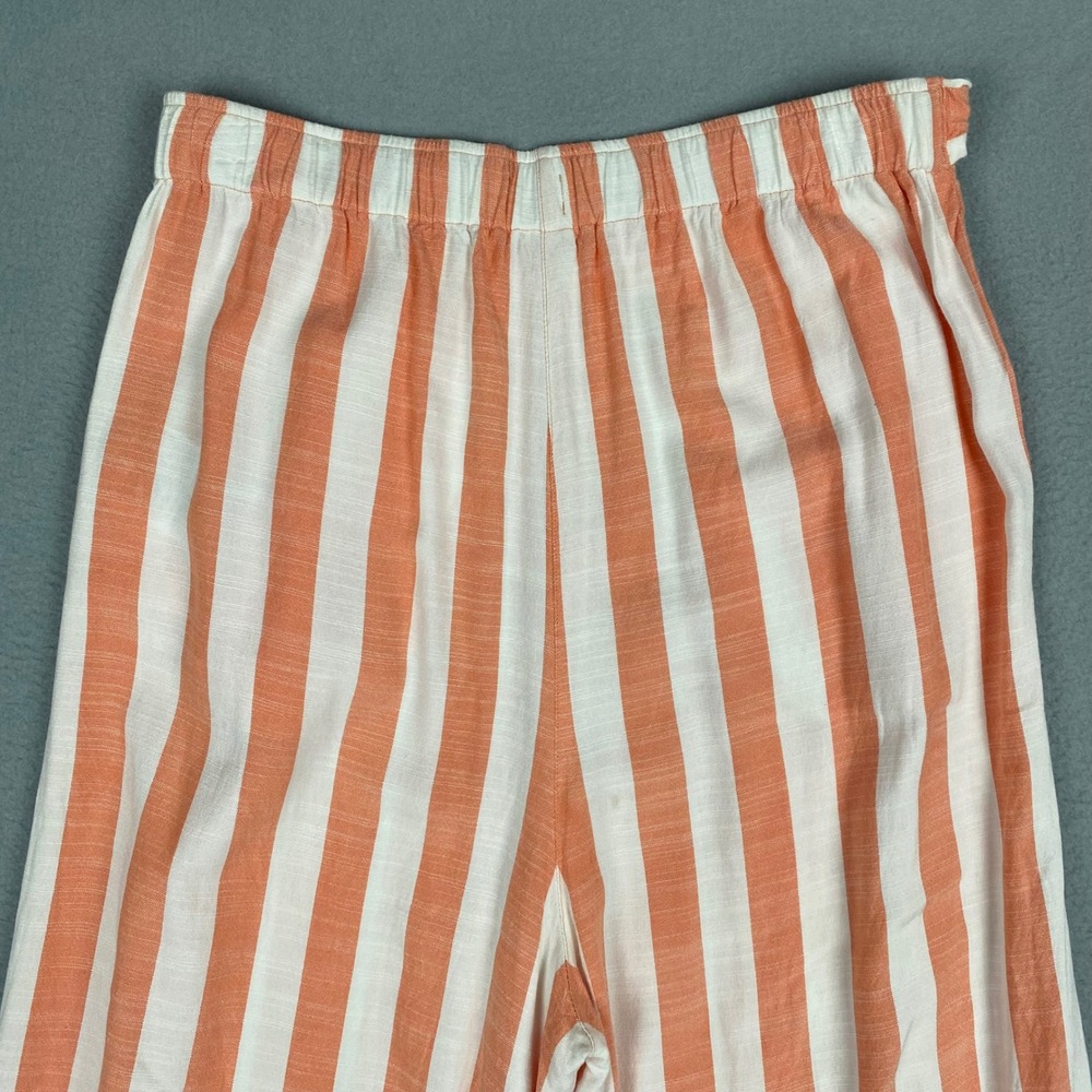 Volcom Orange White Striped Wide Leg Crop Pants Belted Tie Waist Women's Size S - Picture 4 of 11